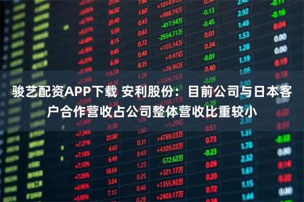 骏艺配资APP下载 安利股份：目前公司与日本客户合作营收占公司整体营收比重较小