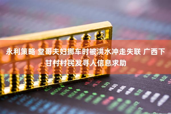 永利策略 堂哥夫妇挪车时被洪水冲走失联 广西下甘村村民发寻人信息求助
